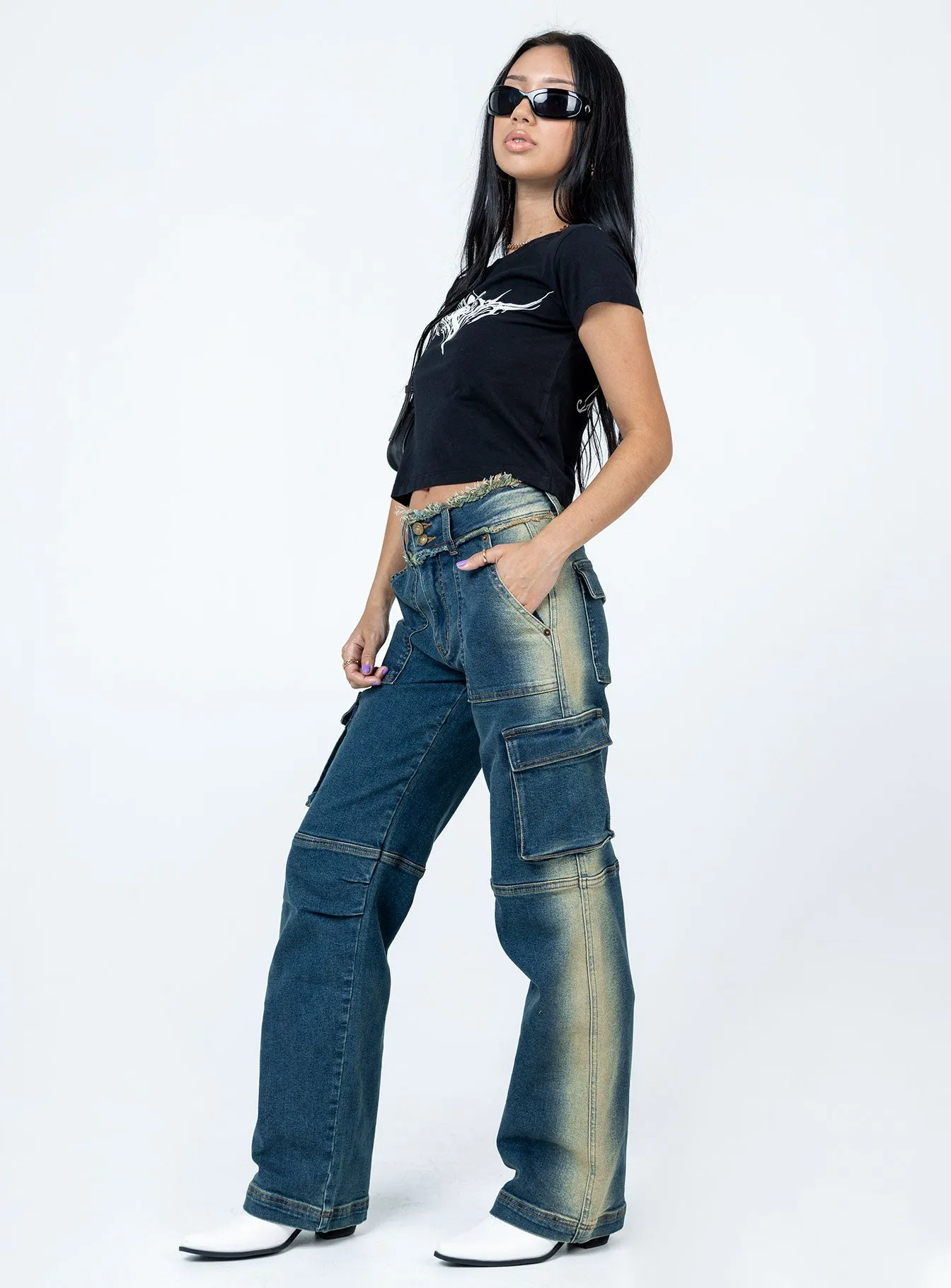 Pre Show Denim Jeans Mid Blue 4Way Stretch FastDrying Inner Layer