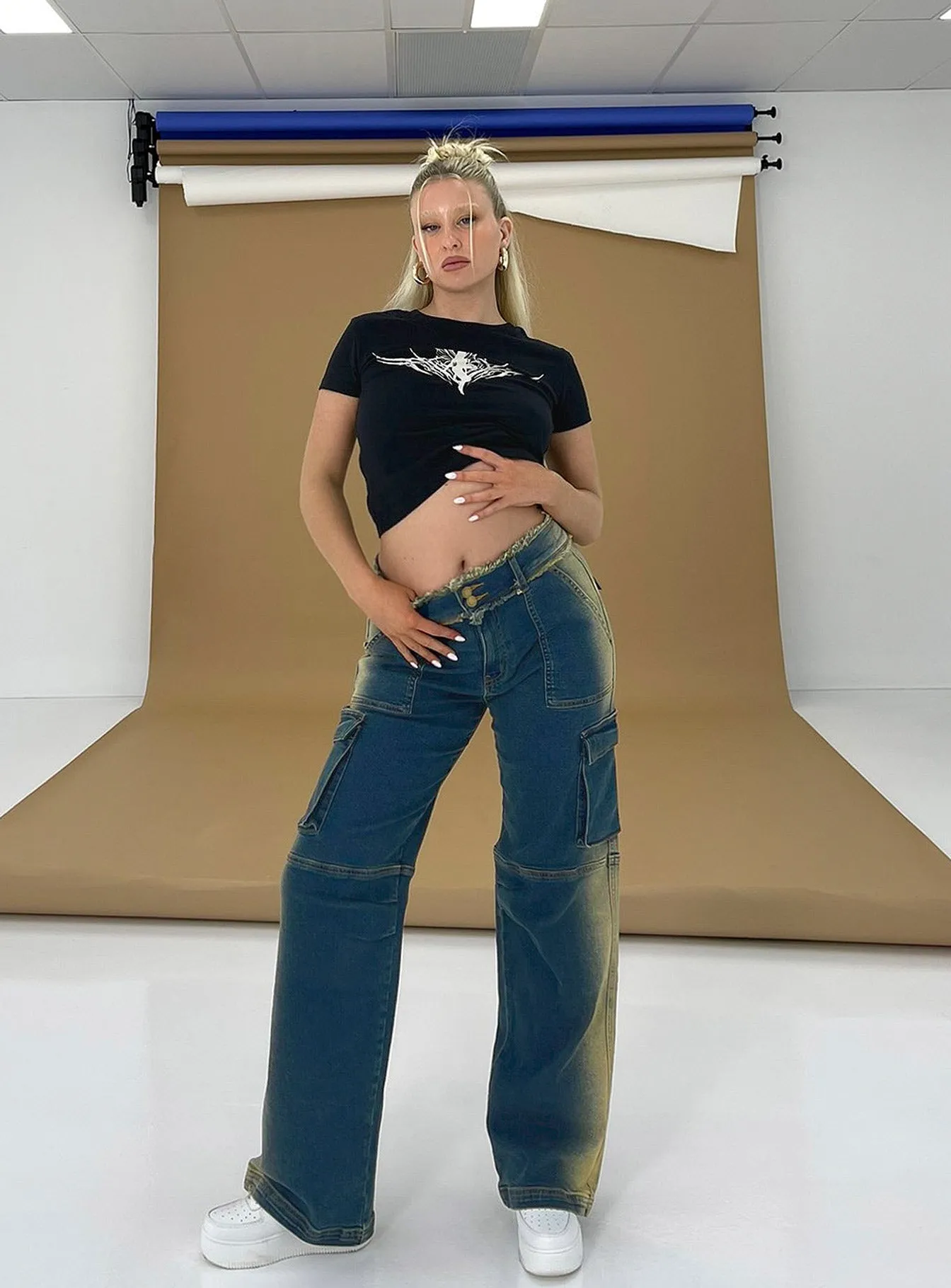 TactileStitching Pre Show Denim Jeans Mid Blue