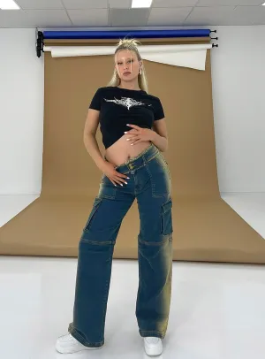 TactileStitching Pre Show Denim Jeans Mid Blue