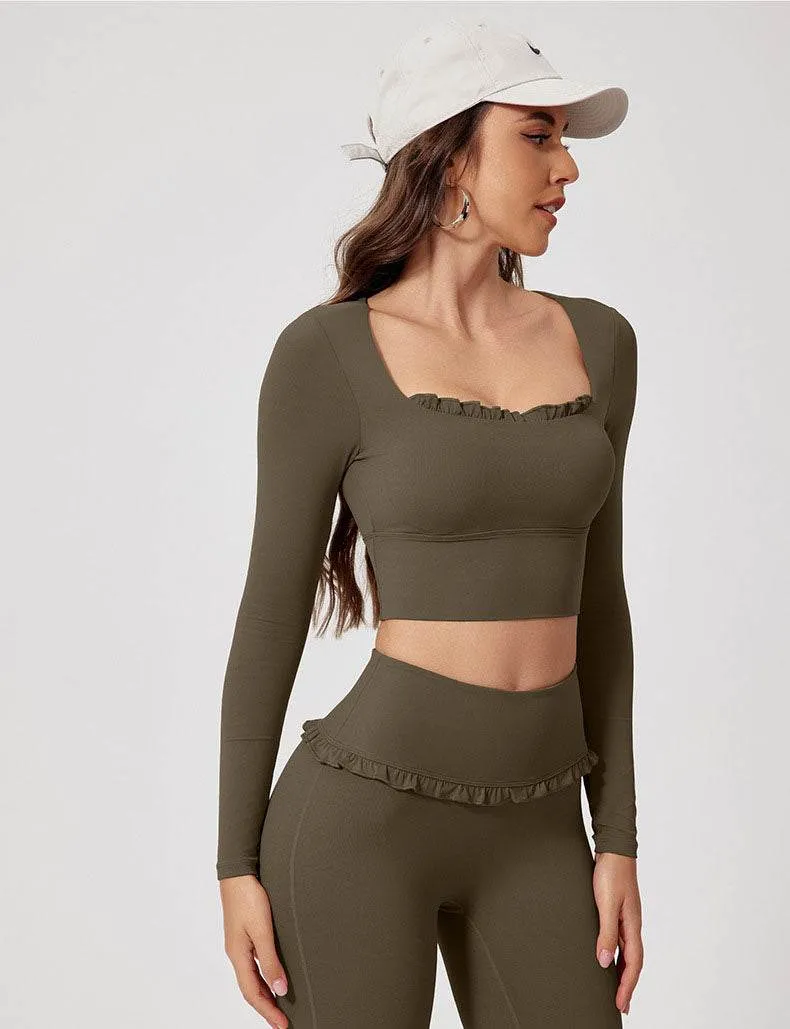 wrinkle free Long Sleeve Crop Sports T-Shirt