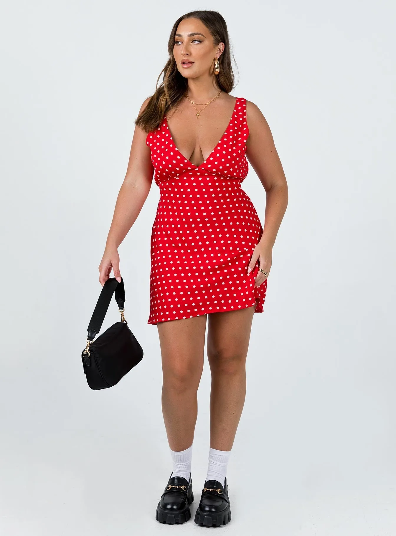 Silky Finish Trendy Fit Nellie Mini Dress Red Polka Dot
