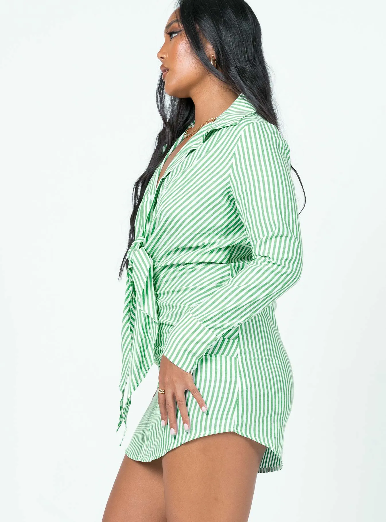 Relaxed Style Wear Travel-Style Kali Shirt Mini Dress Green