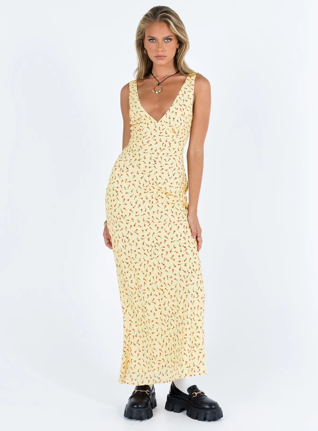 Nellie Maxi Dress Yellow / Red Floral ComfortFitDesign