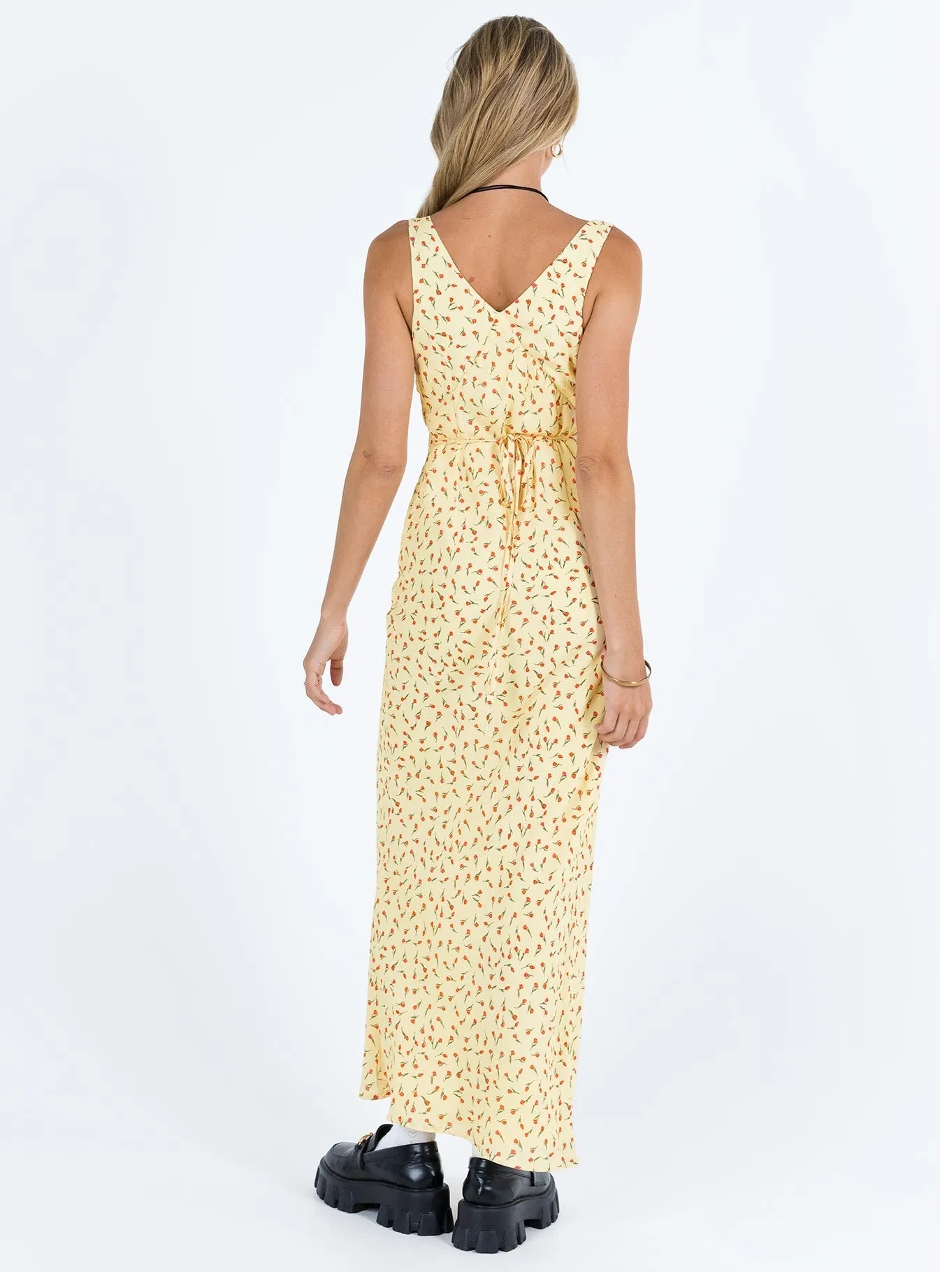 Nellie Maxi Dress Yellow / Red Floral Mixed Fabric