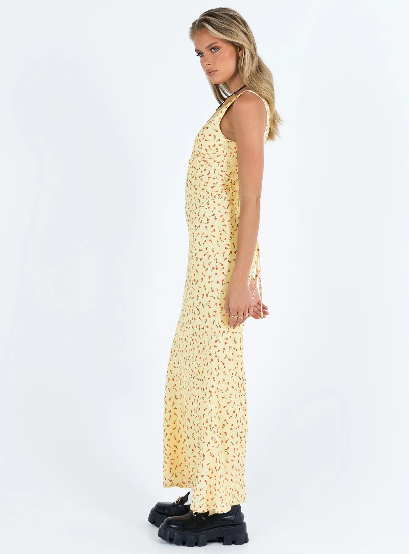 Nellie Maxi Dress Yellow / Red Floral Lace Ease