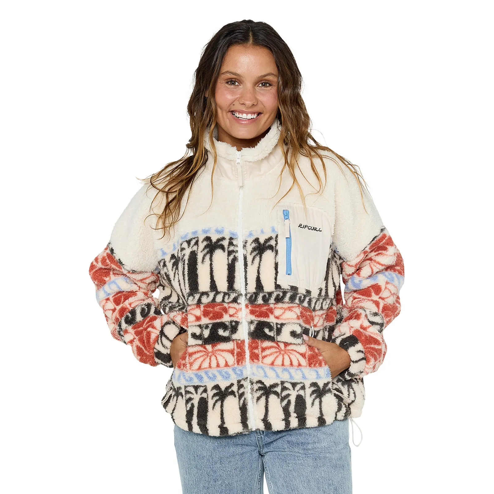 Rip Curl Womens Oceanic Crew Neck Full Zip Fleece Simple Outfit Urban Comfort