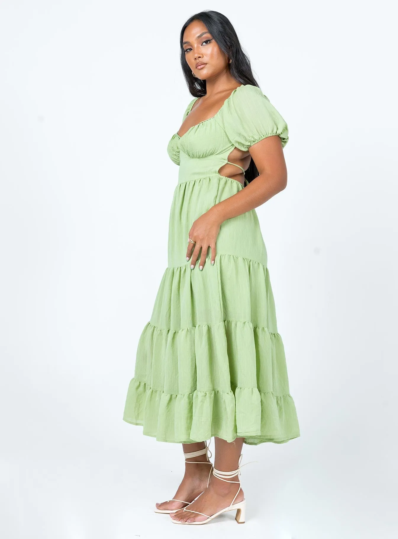 Danny Midi Dress Green Timeless Soft Relaxed Line