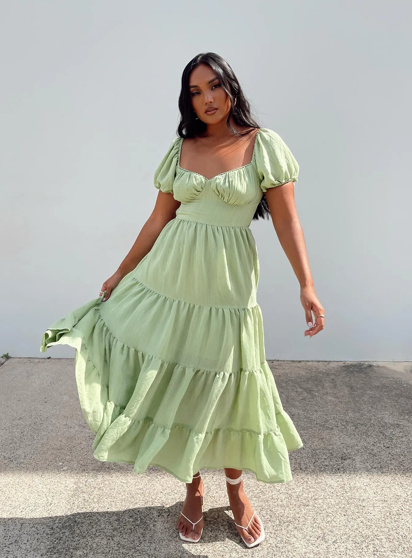 Flattering Fit Wear Danny Midi Dress Green
