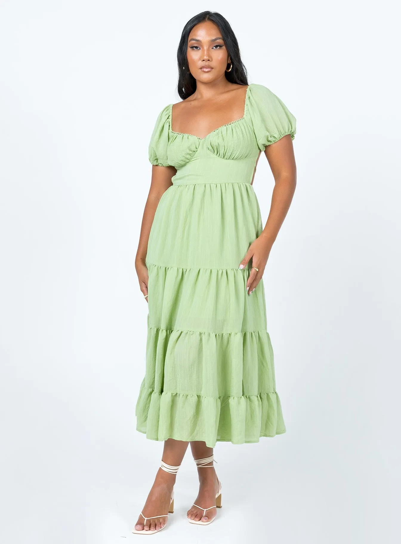 Danny Midi Dress Green Soft touch evening dress