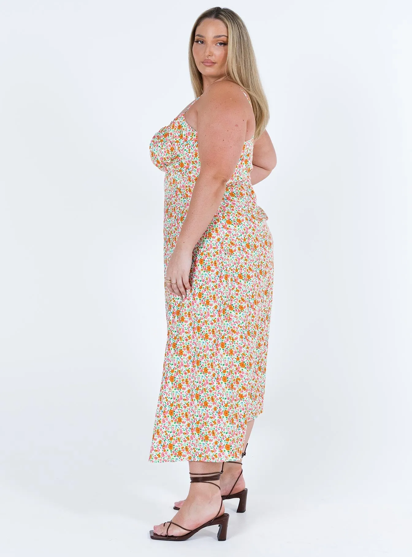 Versatile Design Removable-Straps Amara Floral Midi Dress Multi Curve