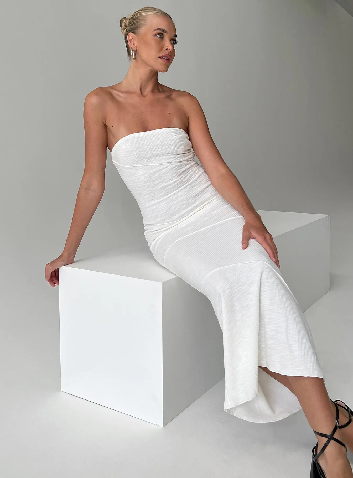 Oscar Midi Dress White Tall Feminine Touch WrinkleResistantFinish