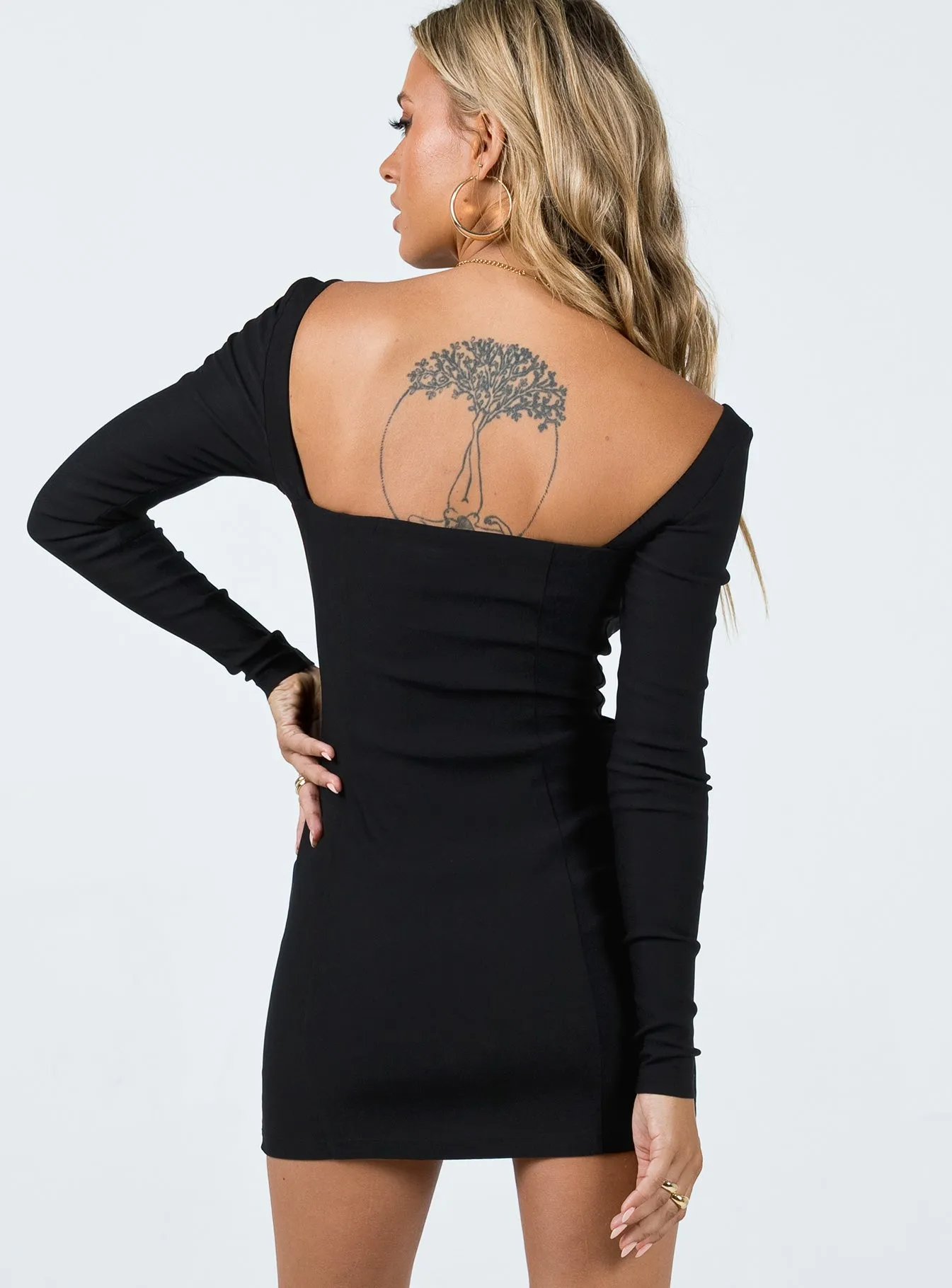 Shared Moment Lounge Fit Bartlett Long Sleeve Mini Dress Black