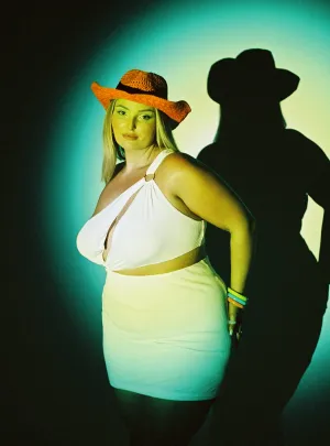 Minimalist Waist Sophisticated Waist Fit Greater Power Mini Dress White Curve