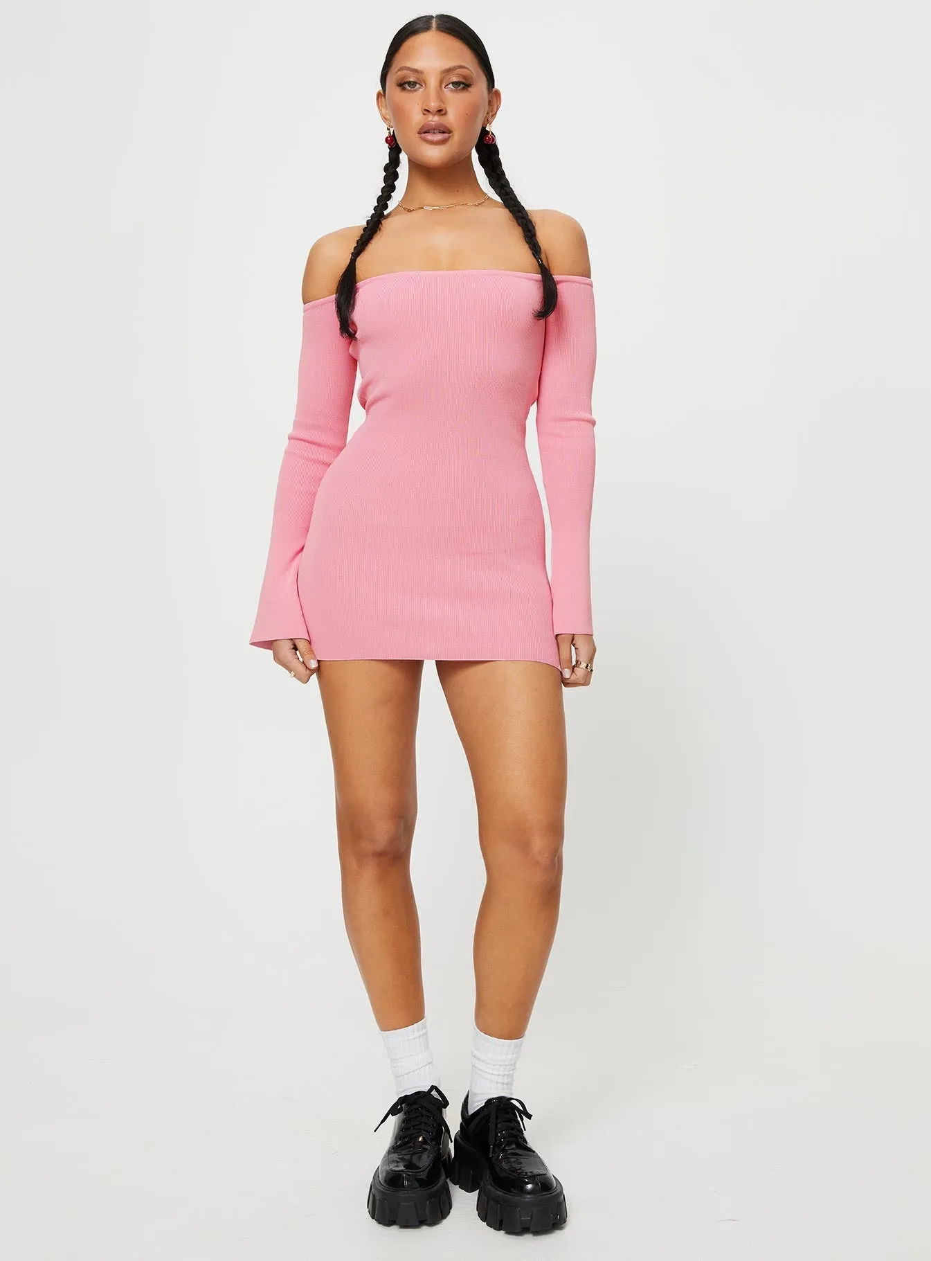 Lawn Soft Trendy Cut Parisa Long Sleeve Mini Dress Pink