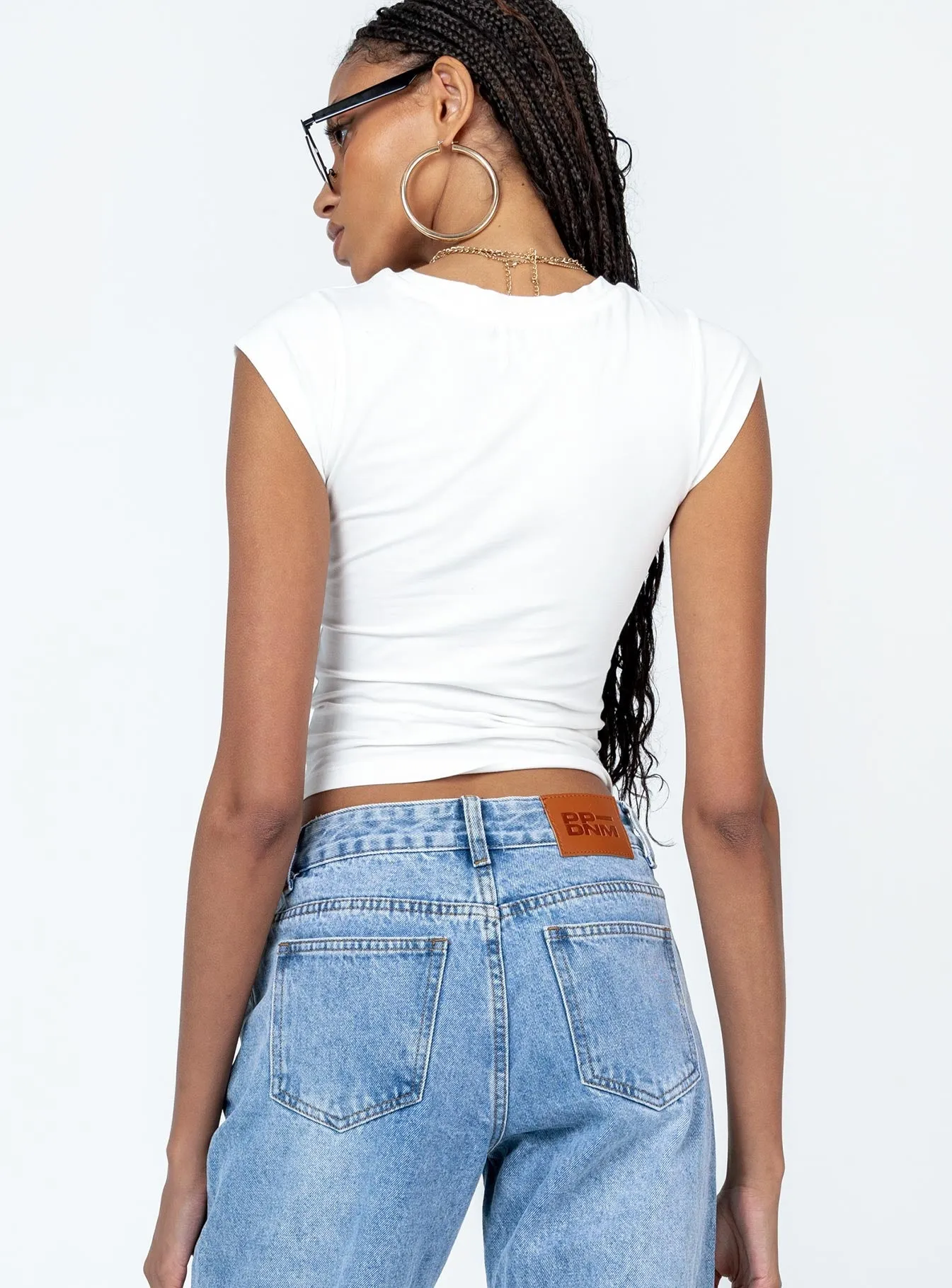 Fur combination Active Design Peace and Love Longline Tee White