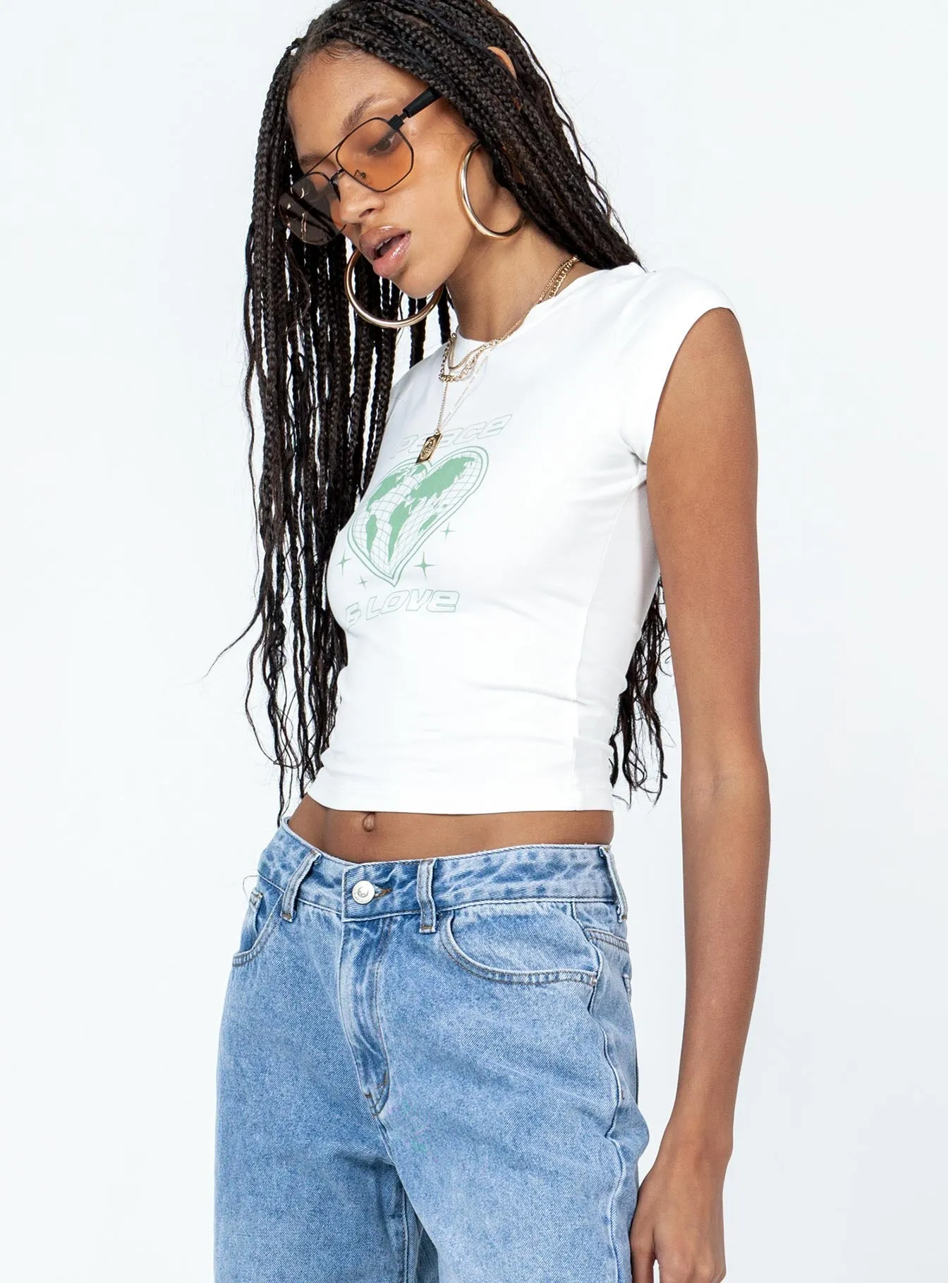 Peace and Love Longline Tee White Seasonal Fashion