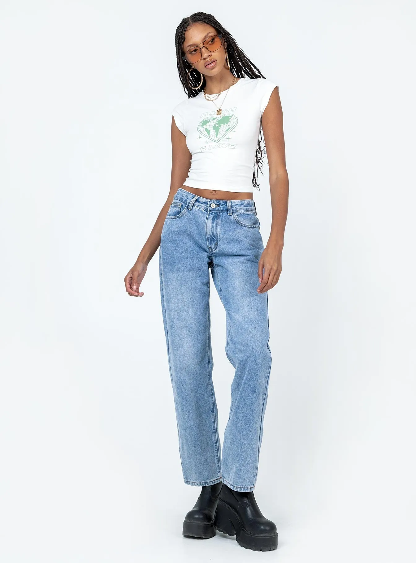 Peace and Love Longline Tee White Antibacterial Treatment