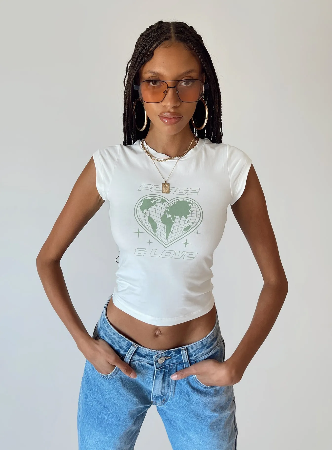 Effortless Fashion Peace and Love Longline Tee White