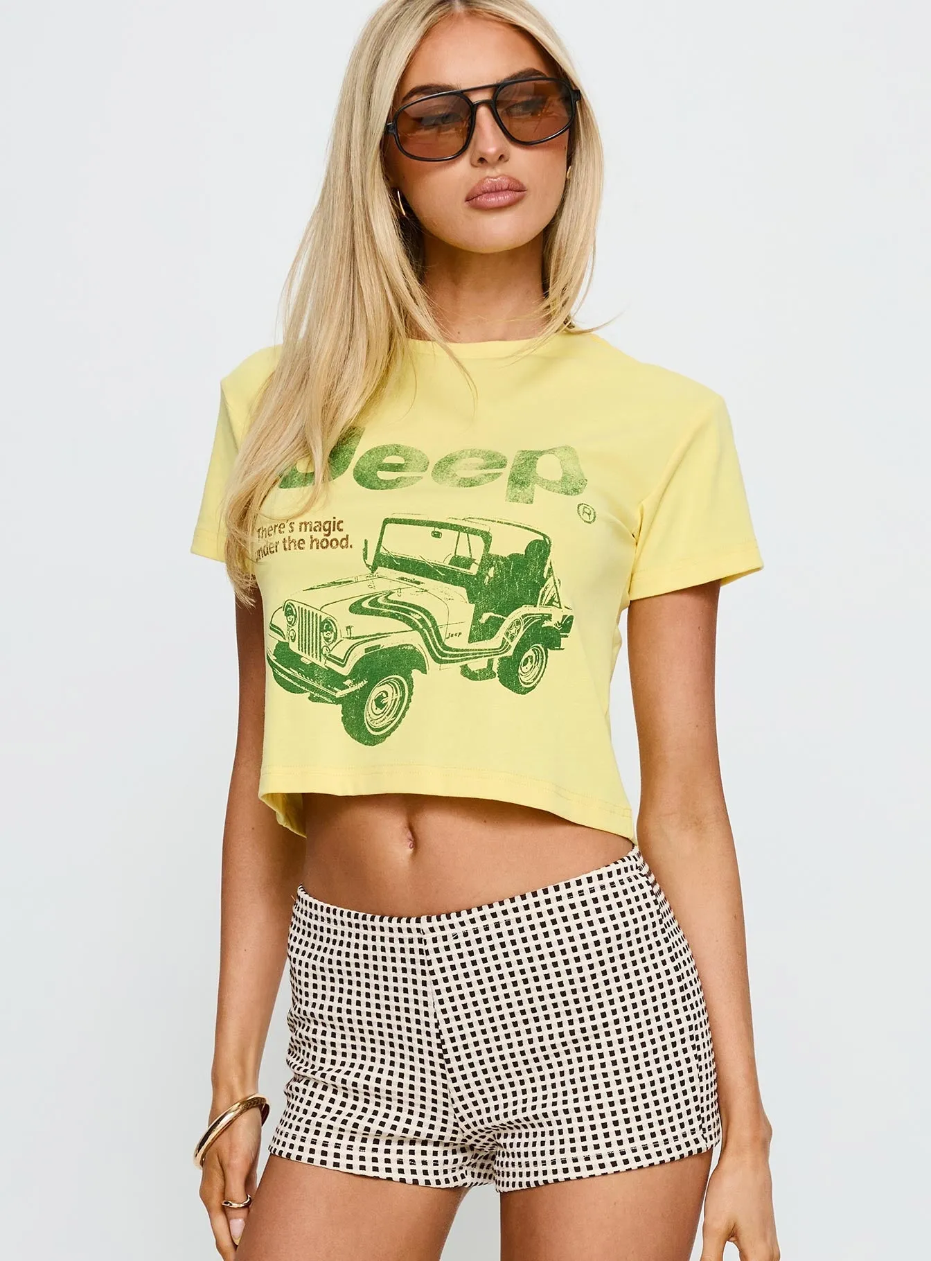 Jeep Girl Graphic Top Yellow Organic Cotton Blend
