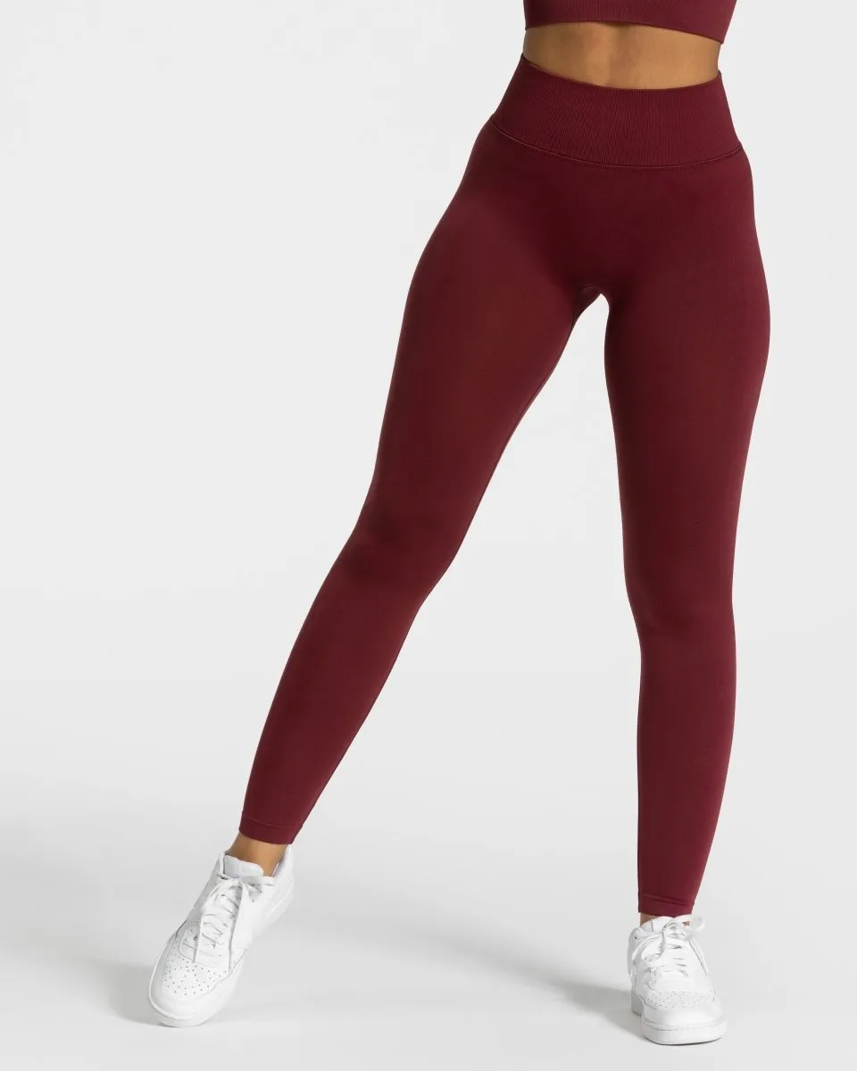 Morning Stretch Wrinkle Resistant Simple Form Sensation Leggings "Weinrot"
