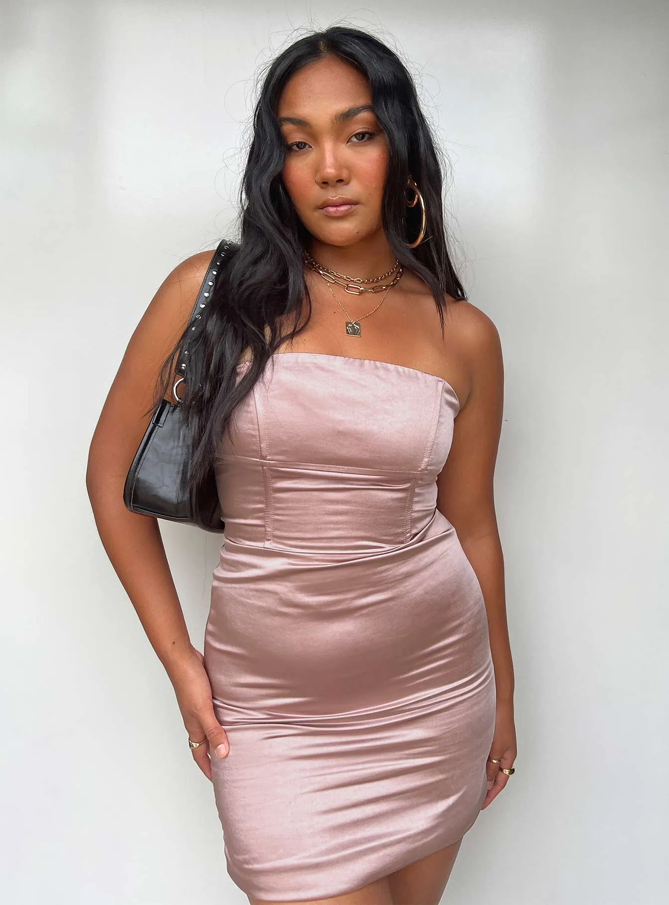 Stylish Feel Smooth Look Ashbur Strapless Mini Dress Pink