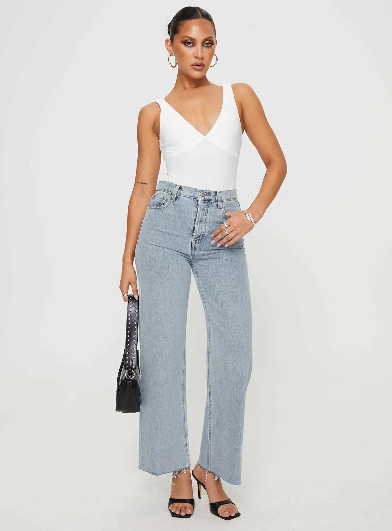 Effortless Style Fawcett High Rise Straight Leg Jeans Light Blue Wash