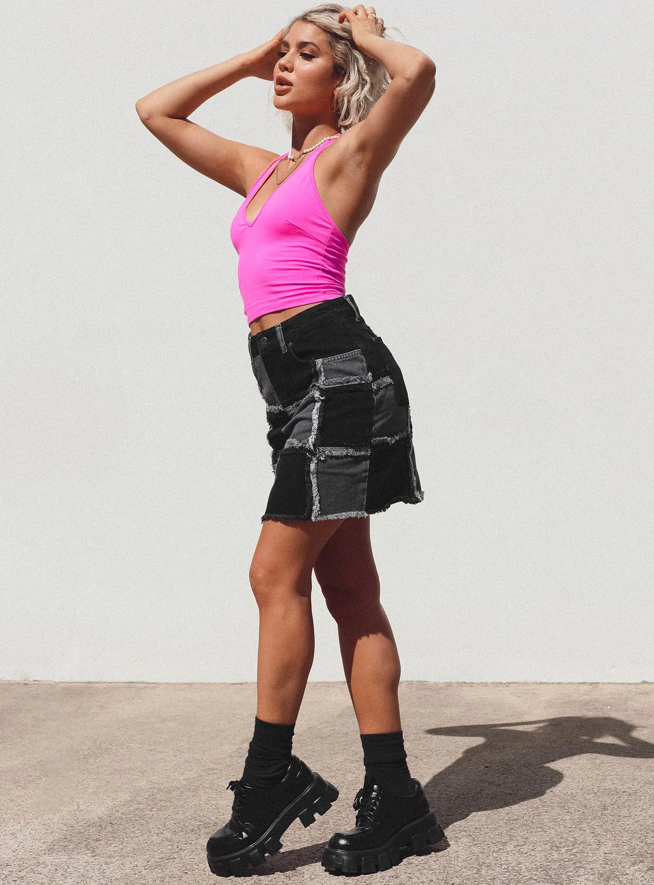 The Ragged Priest Resolute Skirt Charcoal raw hem