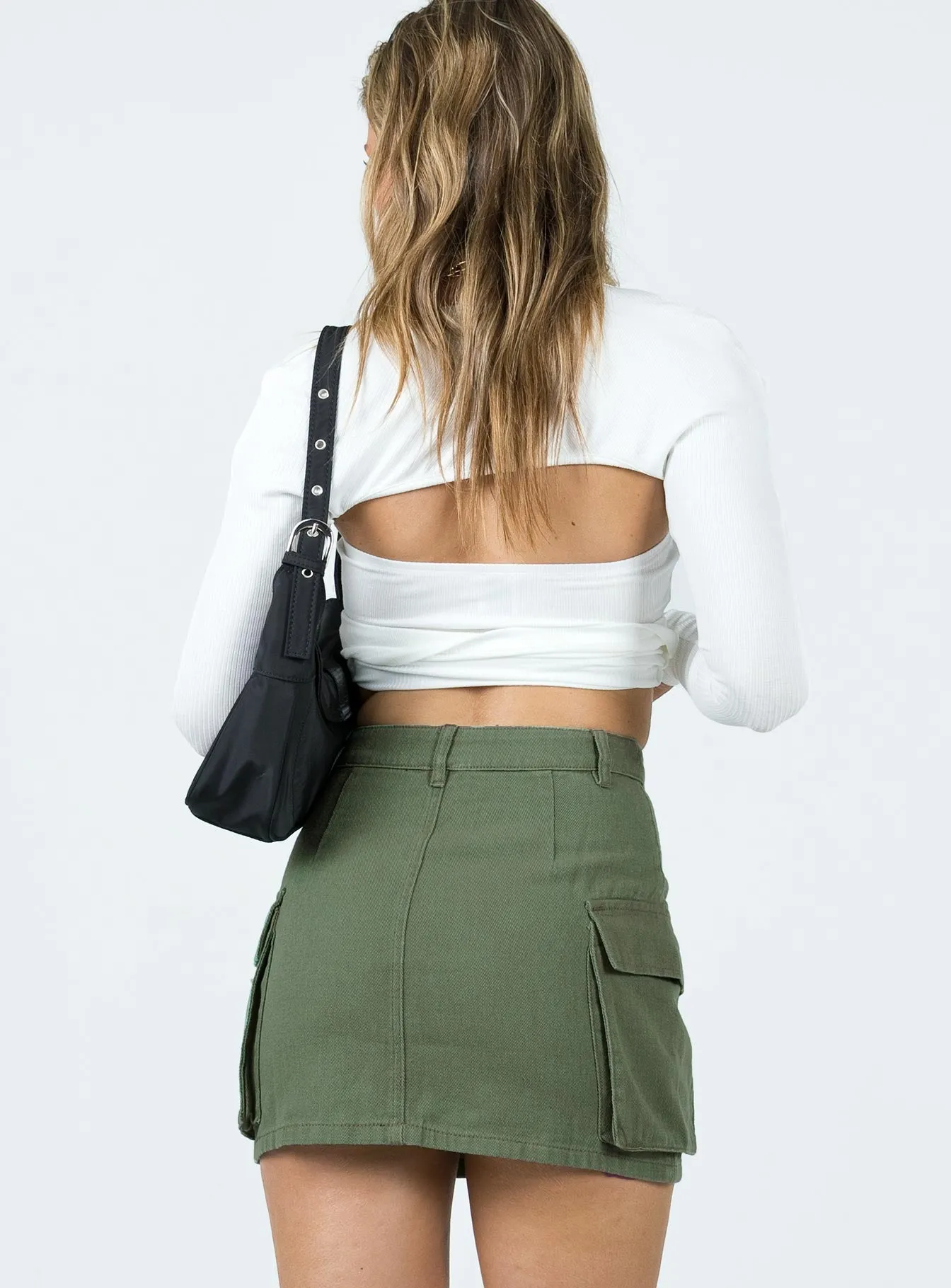 raw hem Myrtle Cargo Mini Skirt Khaki