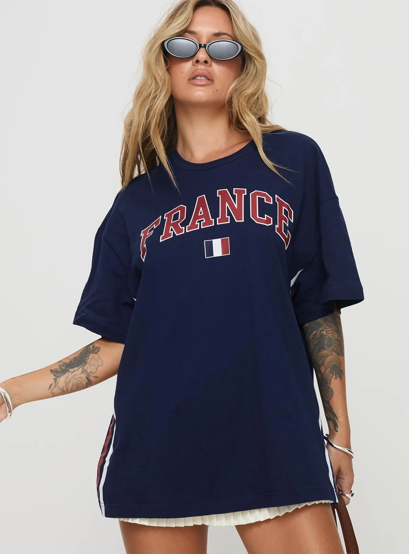 Goal France Oversized Tee Blue Simple Wear