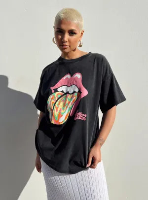 Relaxing Fit hypoallergenic The Rolling Stones Retro Swirl Oversized Tee Black