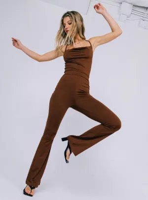Sporty Model Slim Simple Karla Jumpsuit Brown