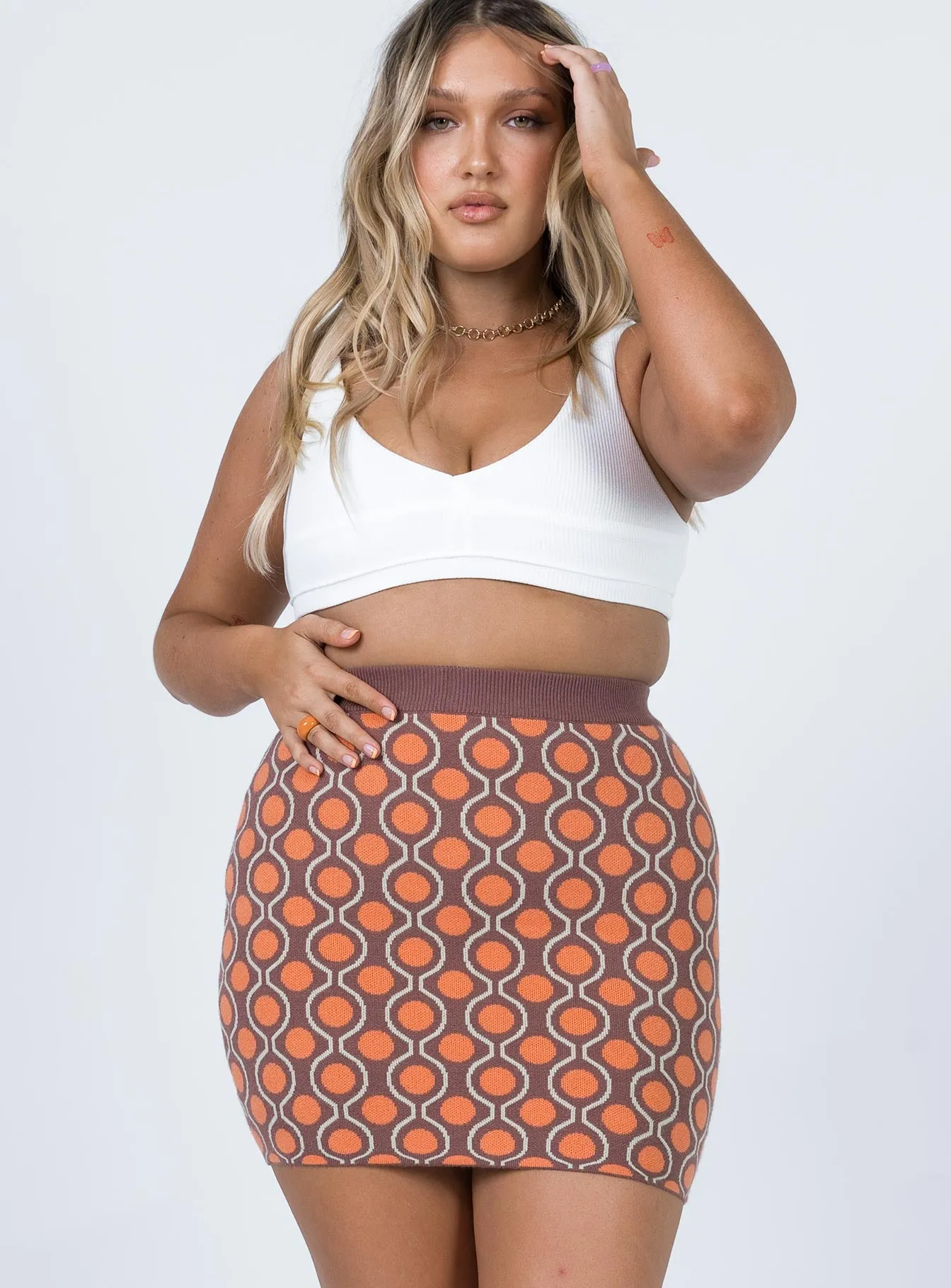 Resale Value Sunset Mini Skirt Brown/ Red