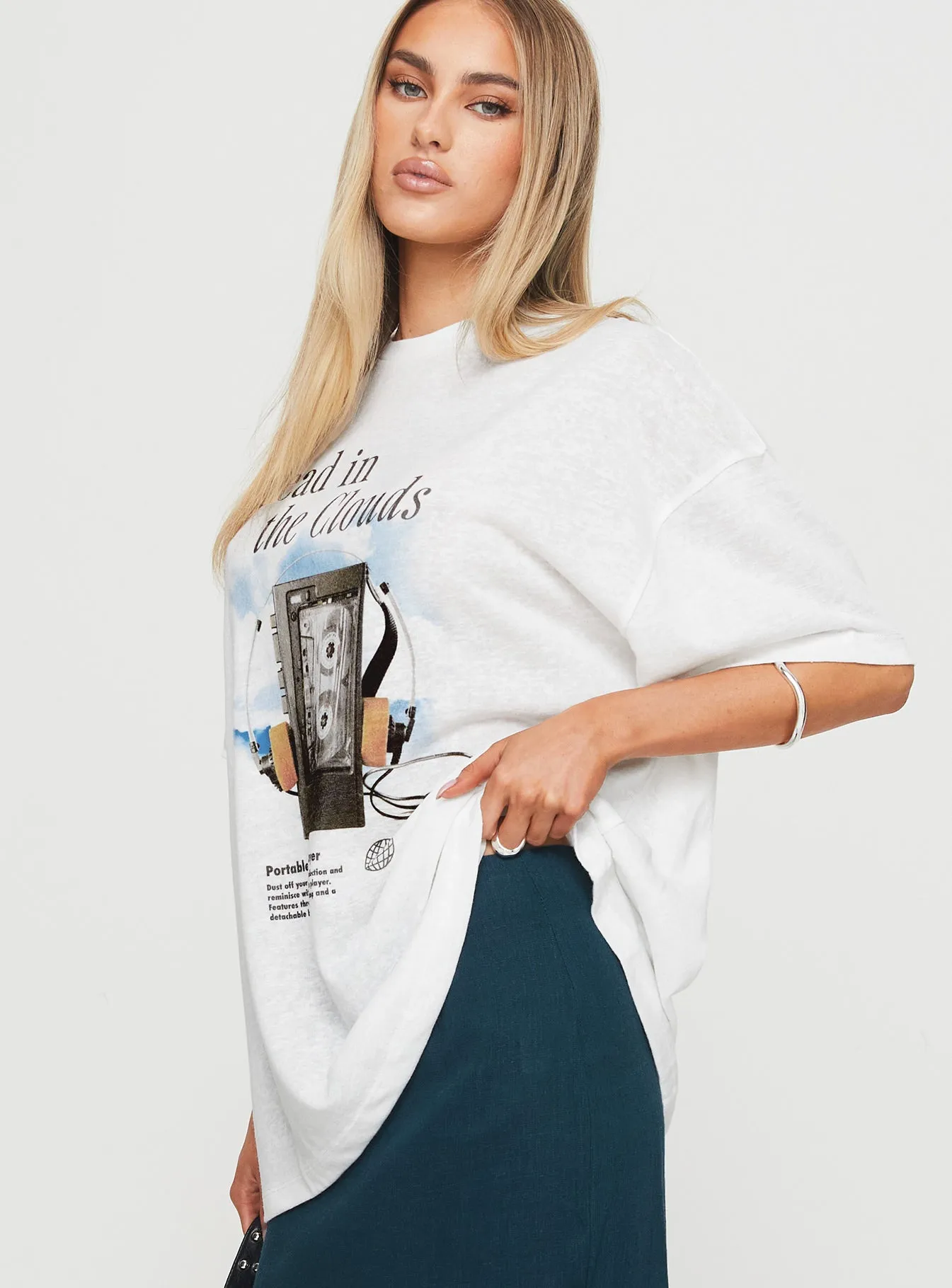 Cloud Cassette Oversized Tee White Cozy and Fashionable