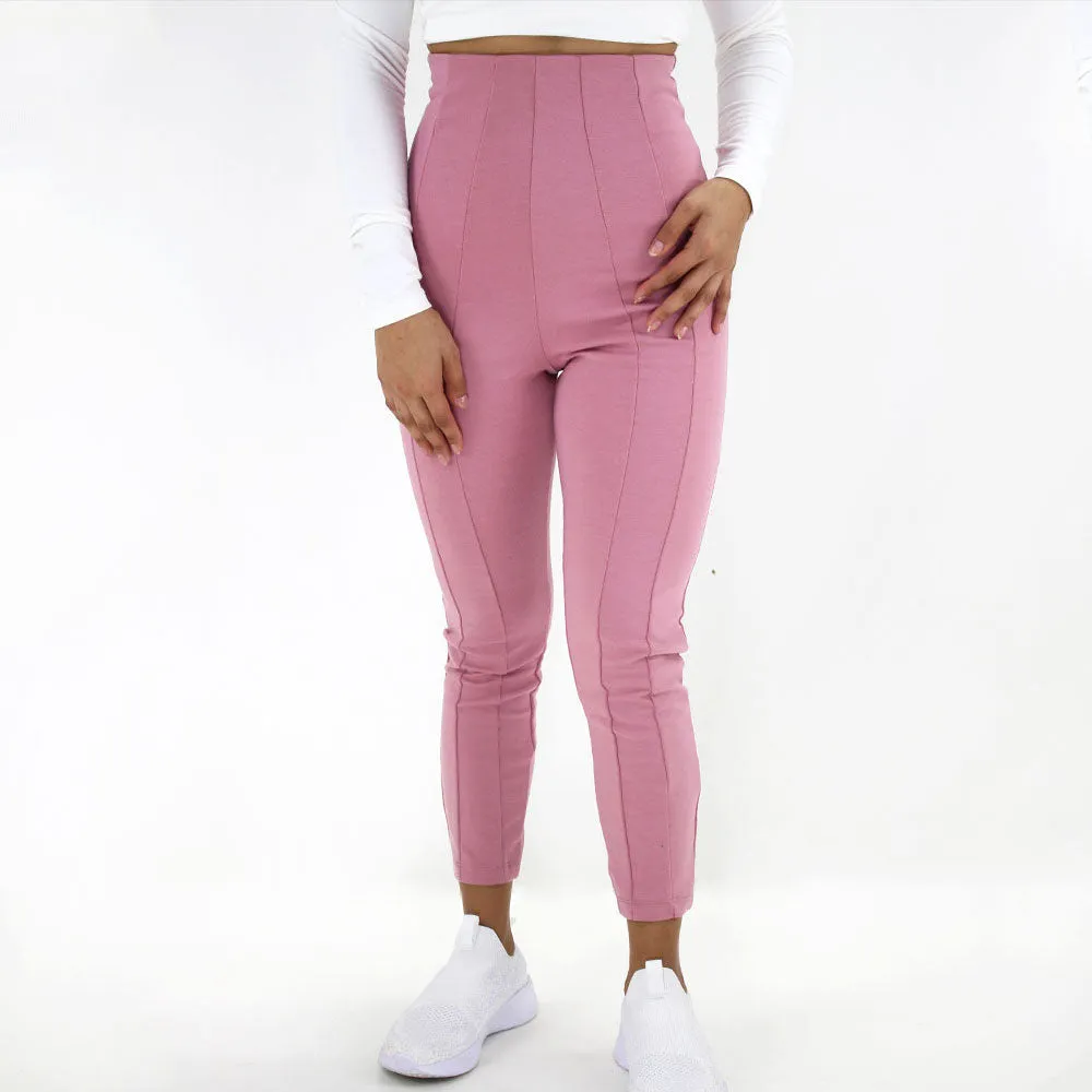 Women's High Raise Casual Pant,Pink Easy Access
