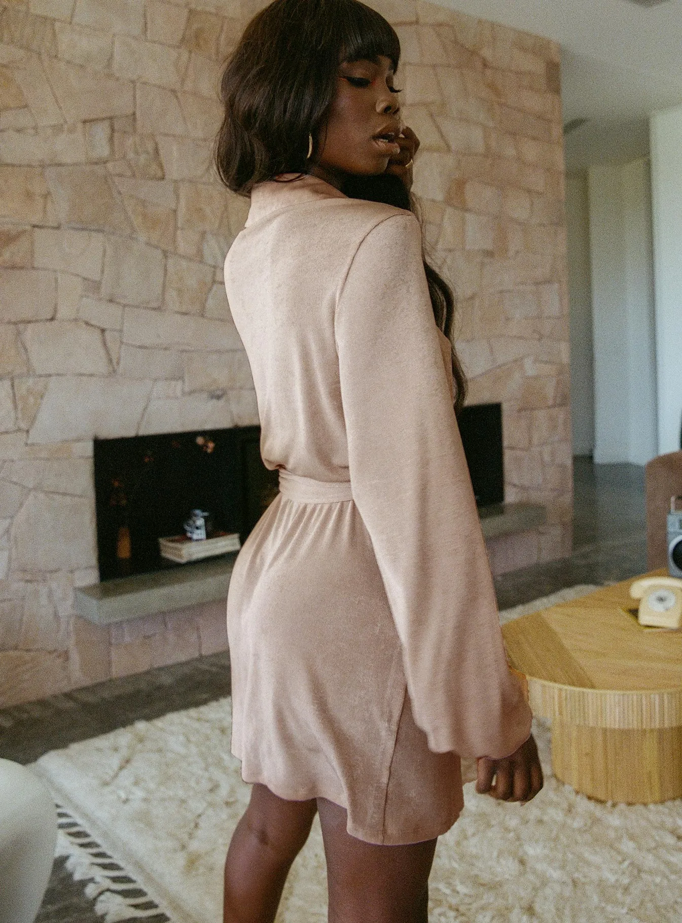 Party Time Mini Dress Champagne Lightweight Layer tailored look