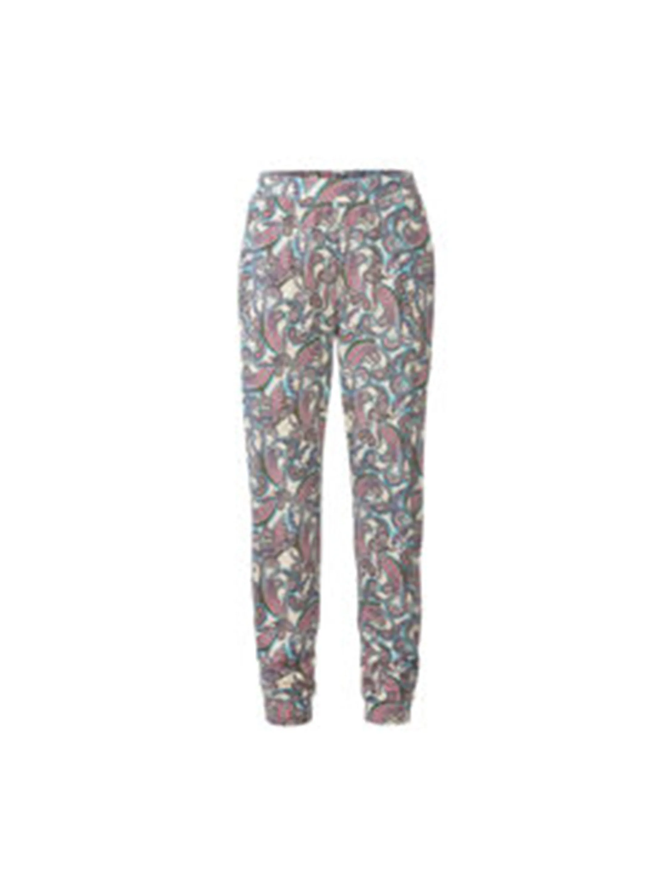 Women's Printed Pants,Multi Bold Waistband Vintage Wash