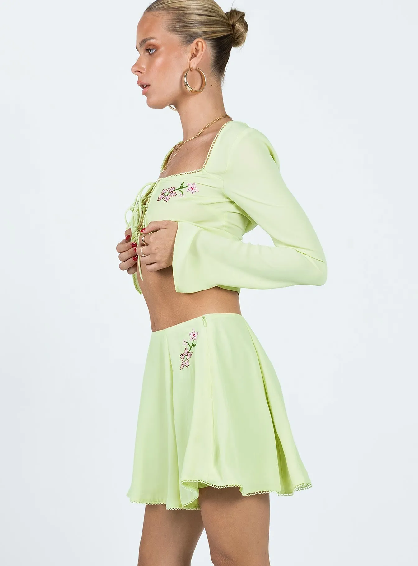 Saleya Mini Skirt Green Easy Fashion Leather Look