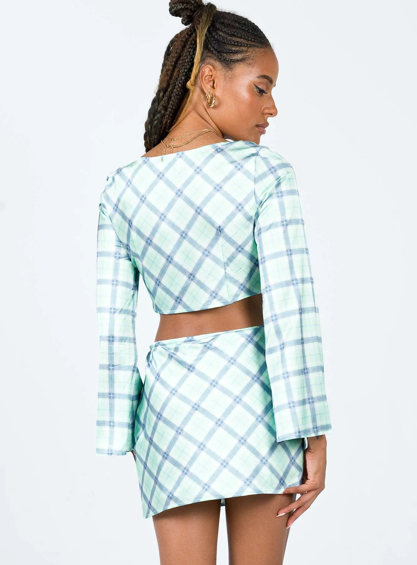 Secure Closure Durable Stitching Sheena Set Green Check