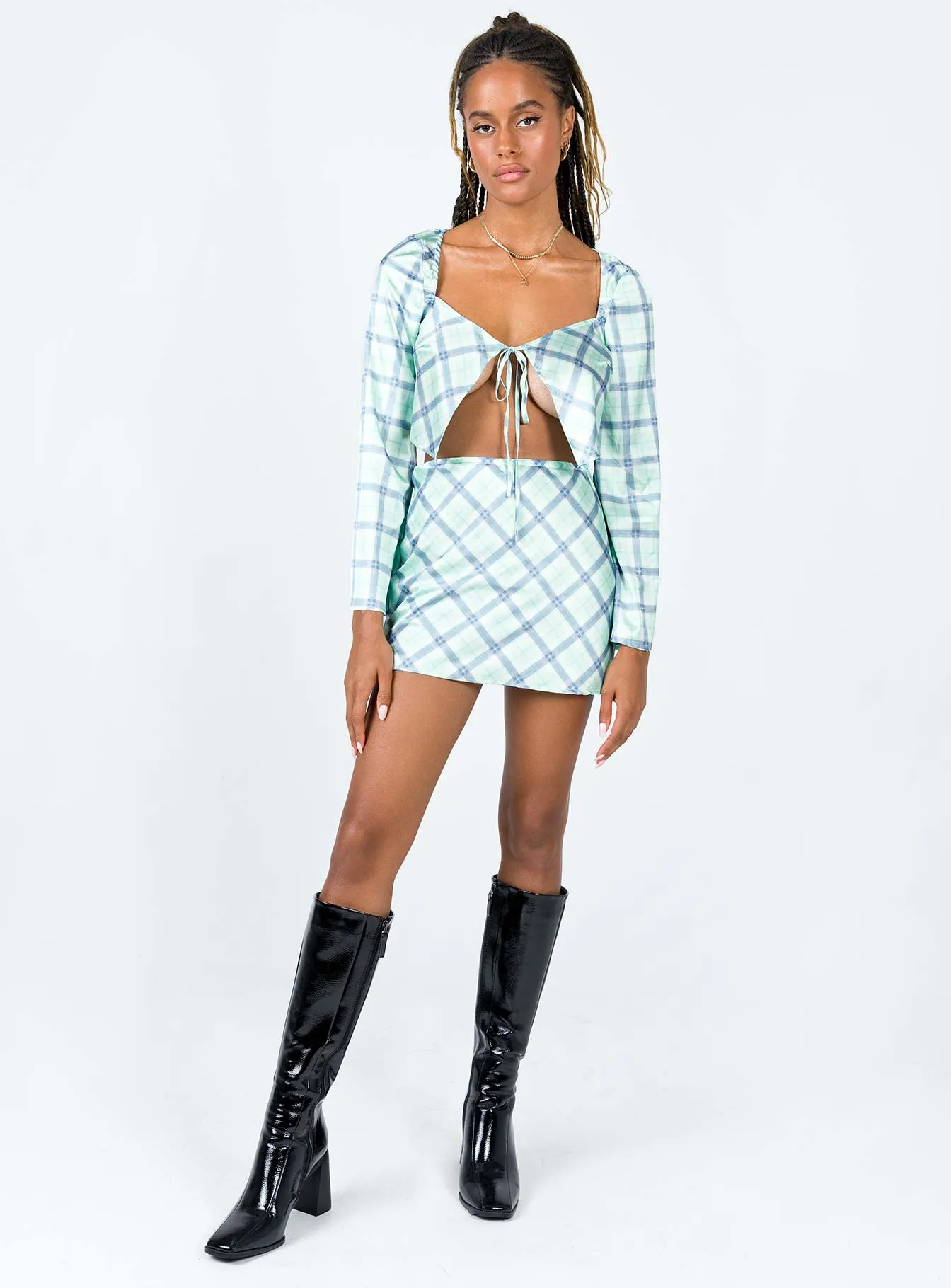 Sheena Set Green Check Polished Style Couture Inspired