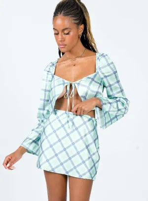 Layered Hem Sheena Set Green Check