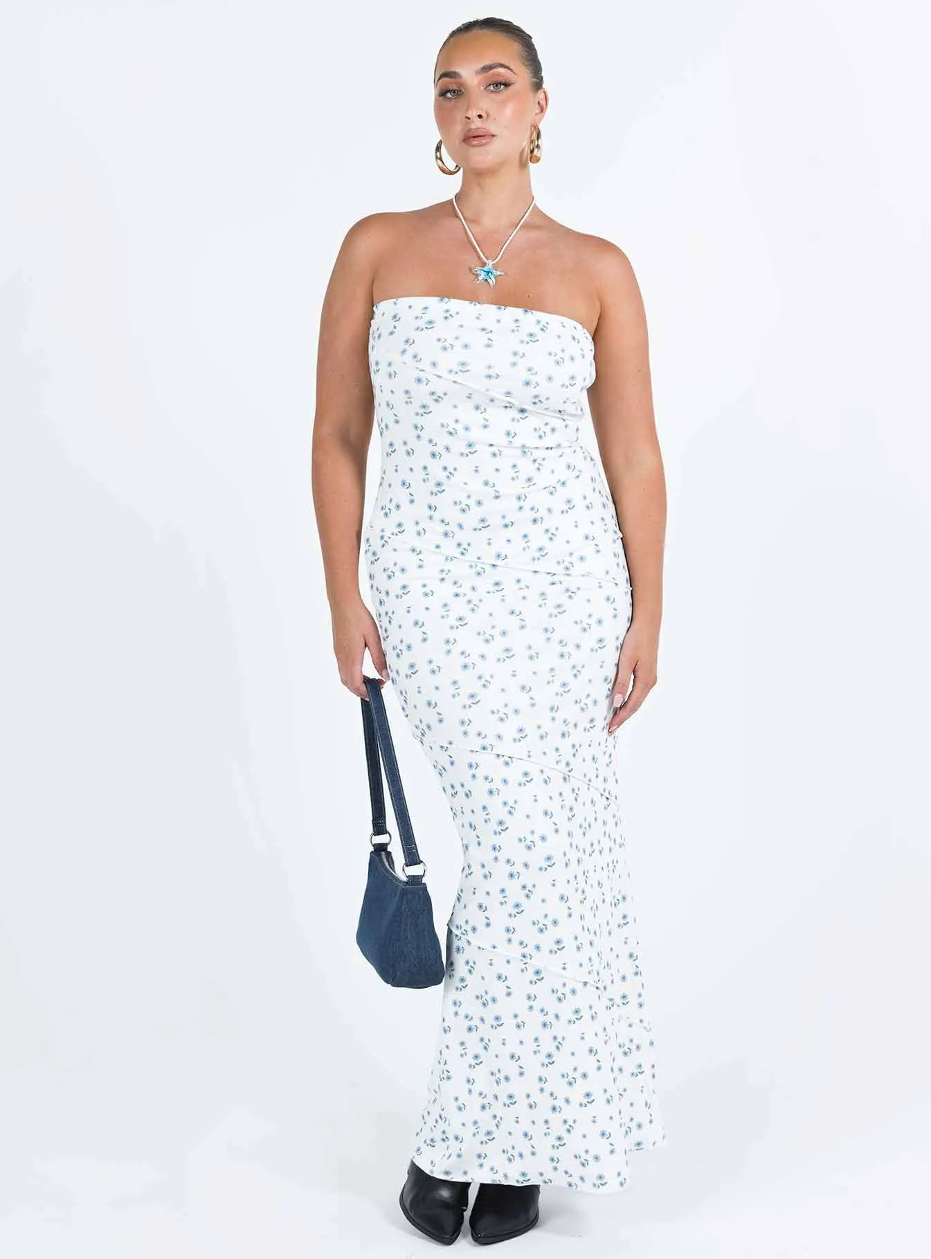 Oscar Maxi Dress Blue Floral Playful Twist Pure Stitch