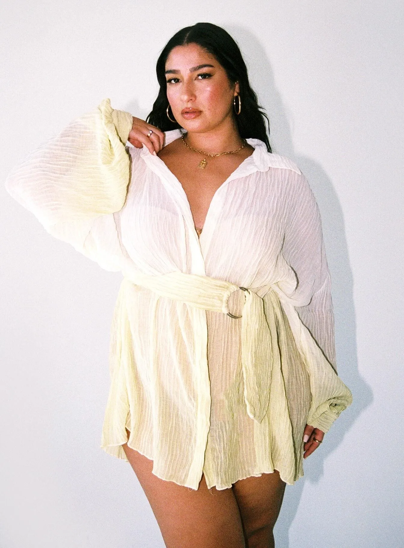 Picture Perfect Tune In Shirt Dress Green Curve