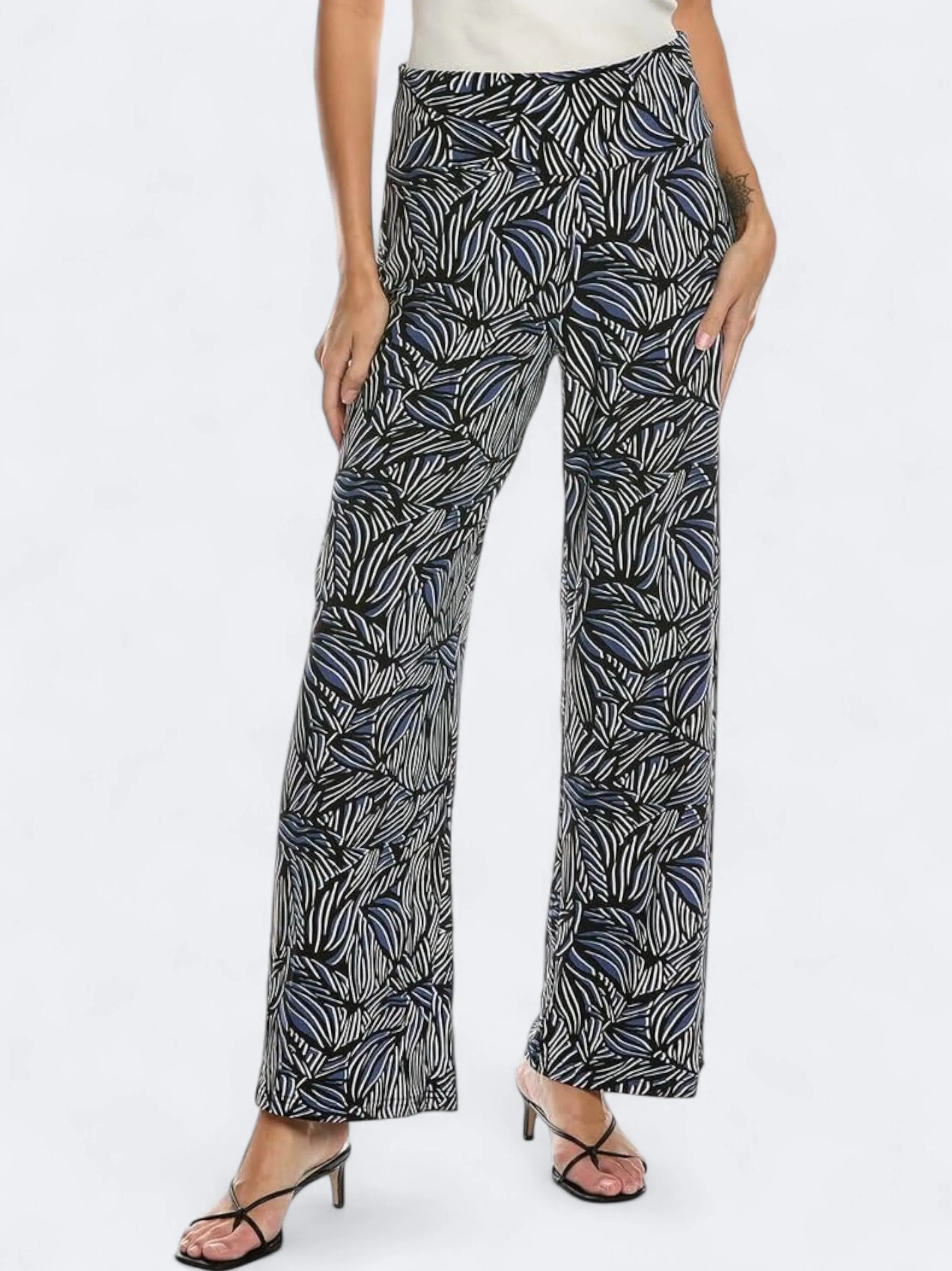 Women's Printed High Rise Wide WB Palazzo Pants,Multi No Gap Waist Construction