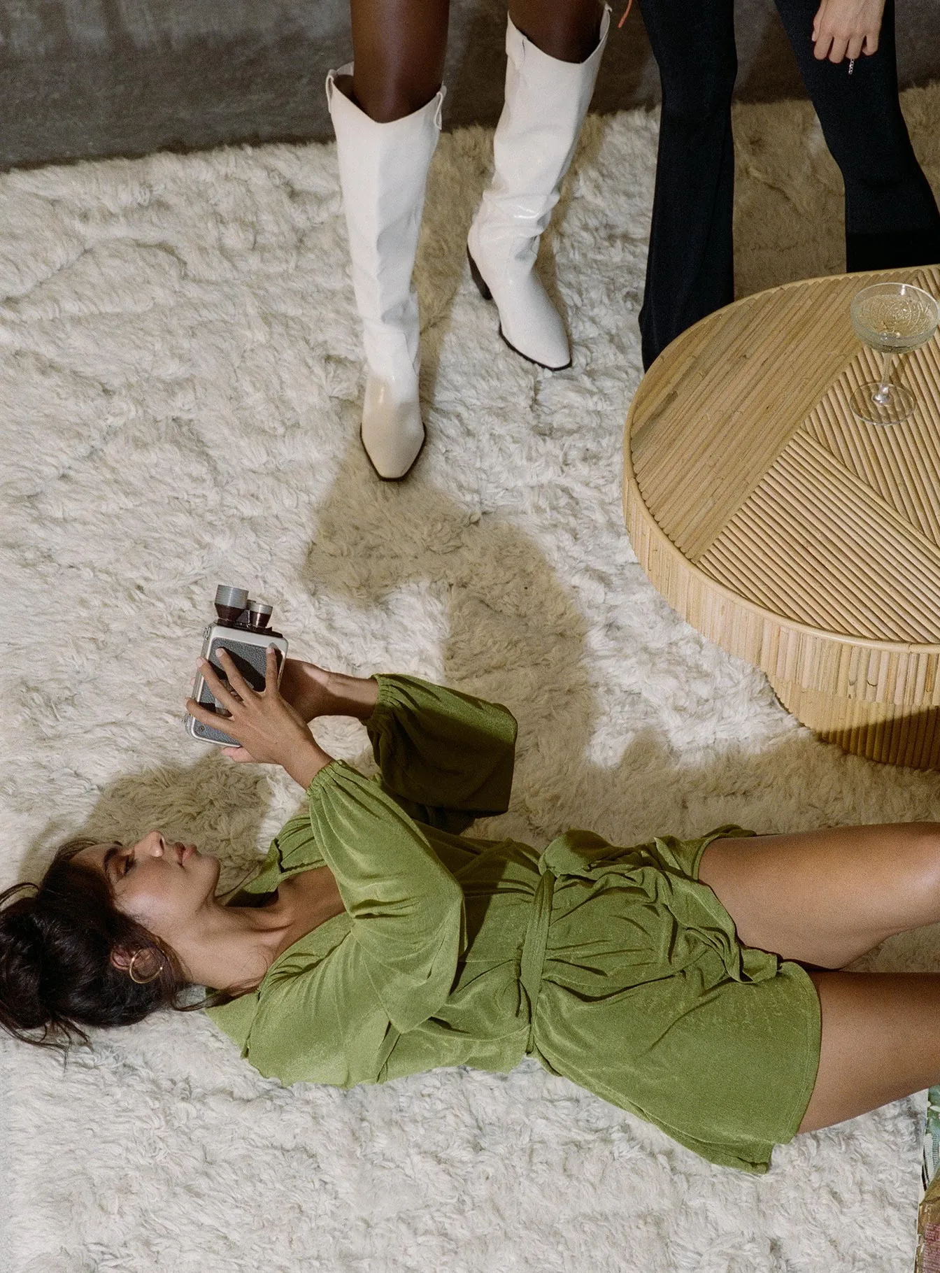 Warm Pink Light Fabric Party Time Mini Dress Green