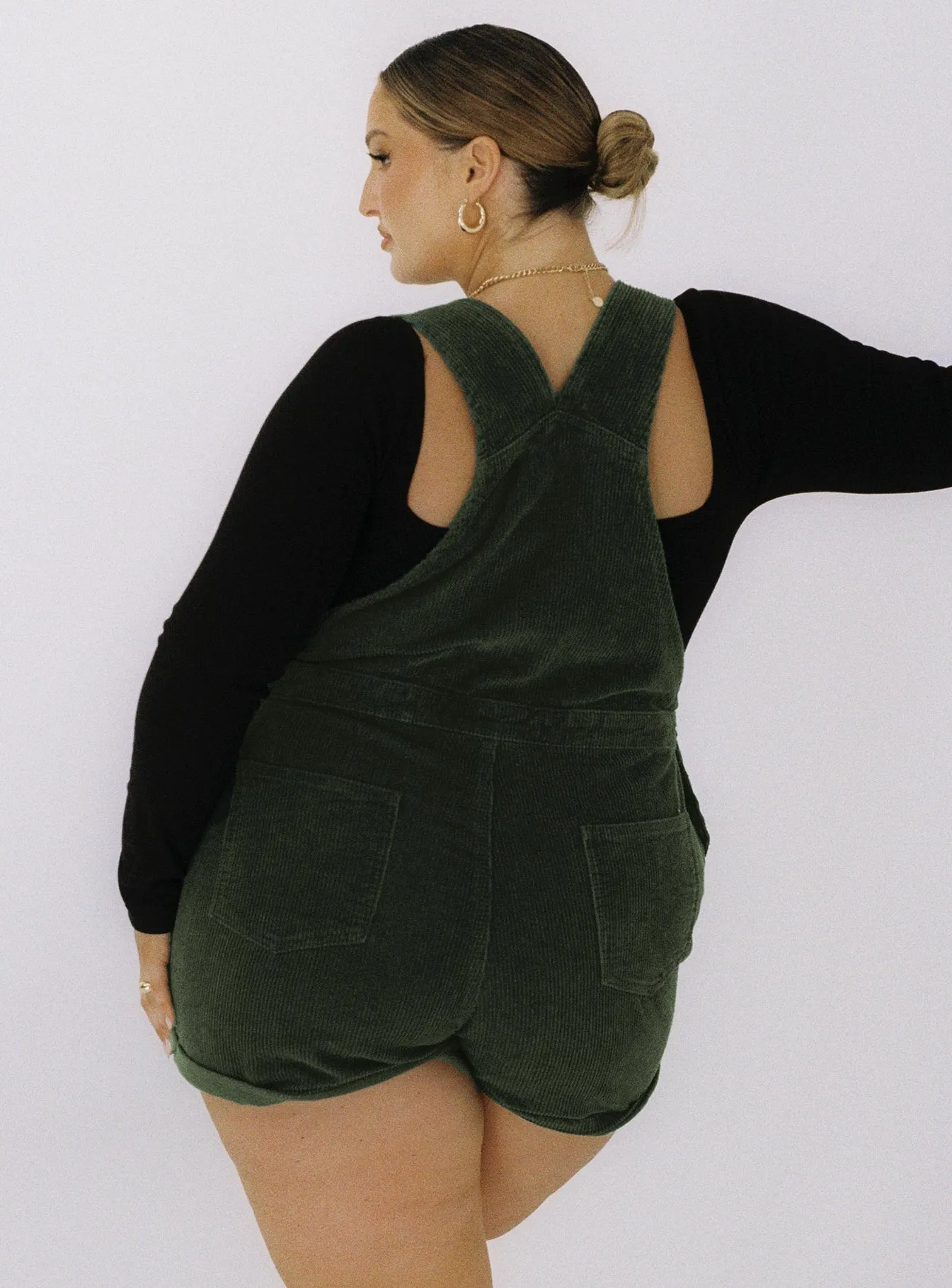 Dinner Resort Elegant Durable Kacey Short Overalls Khaki Curve