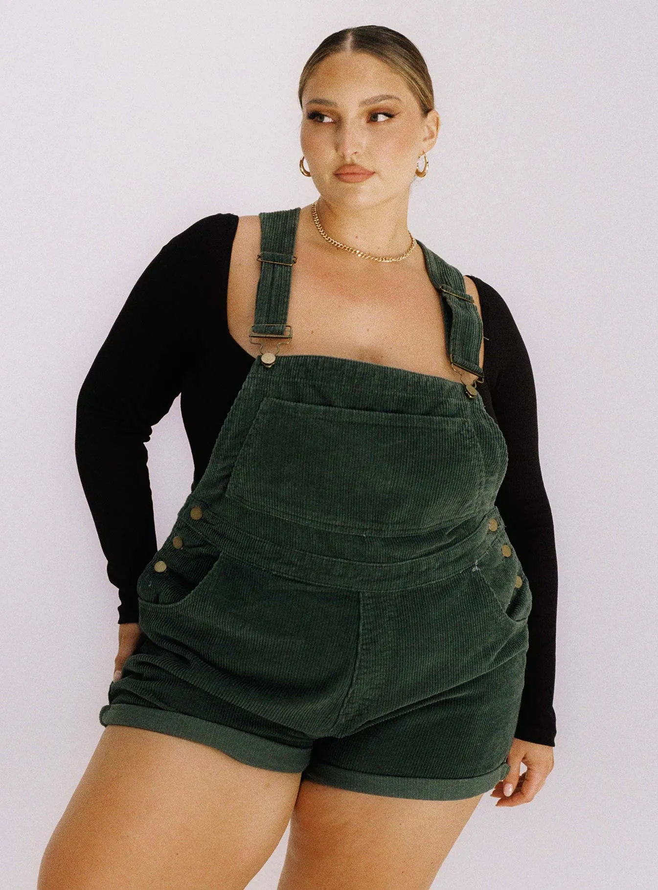 Kacey Short Overalls Khaki Curve Date Comfy Daily Youth