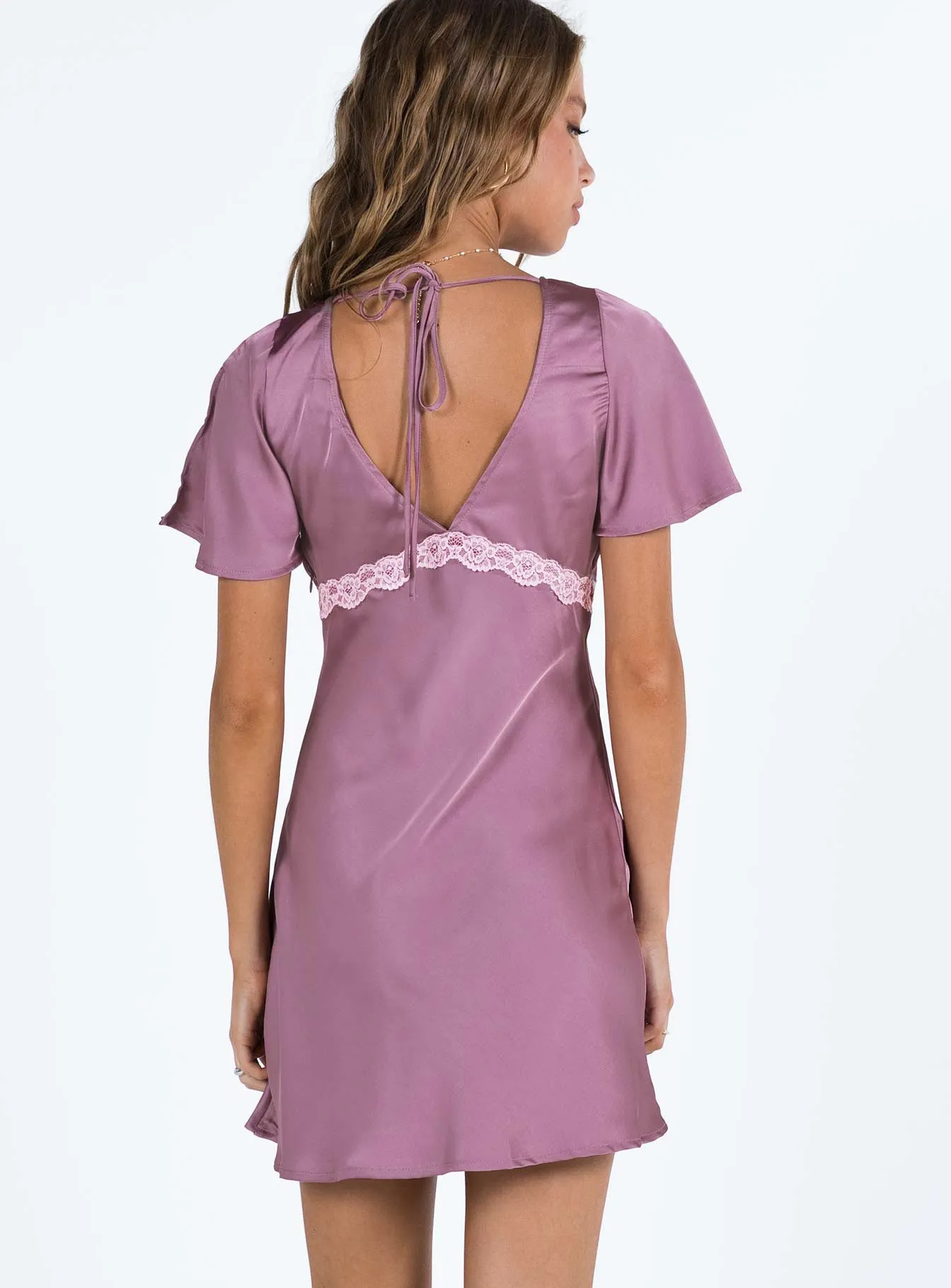 Jaron Mini Dress Mauve Edge Detail