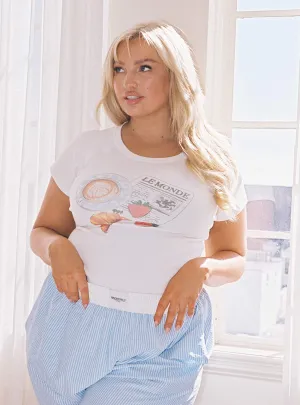 Breakfast Buffet Sleep Tee White Curve Playful Design