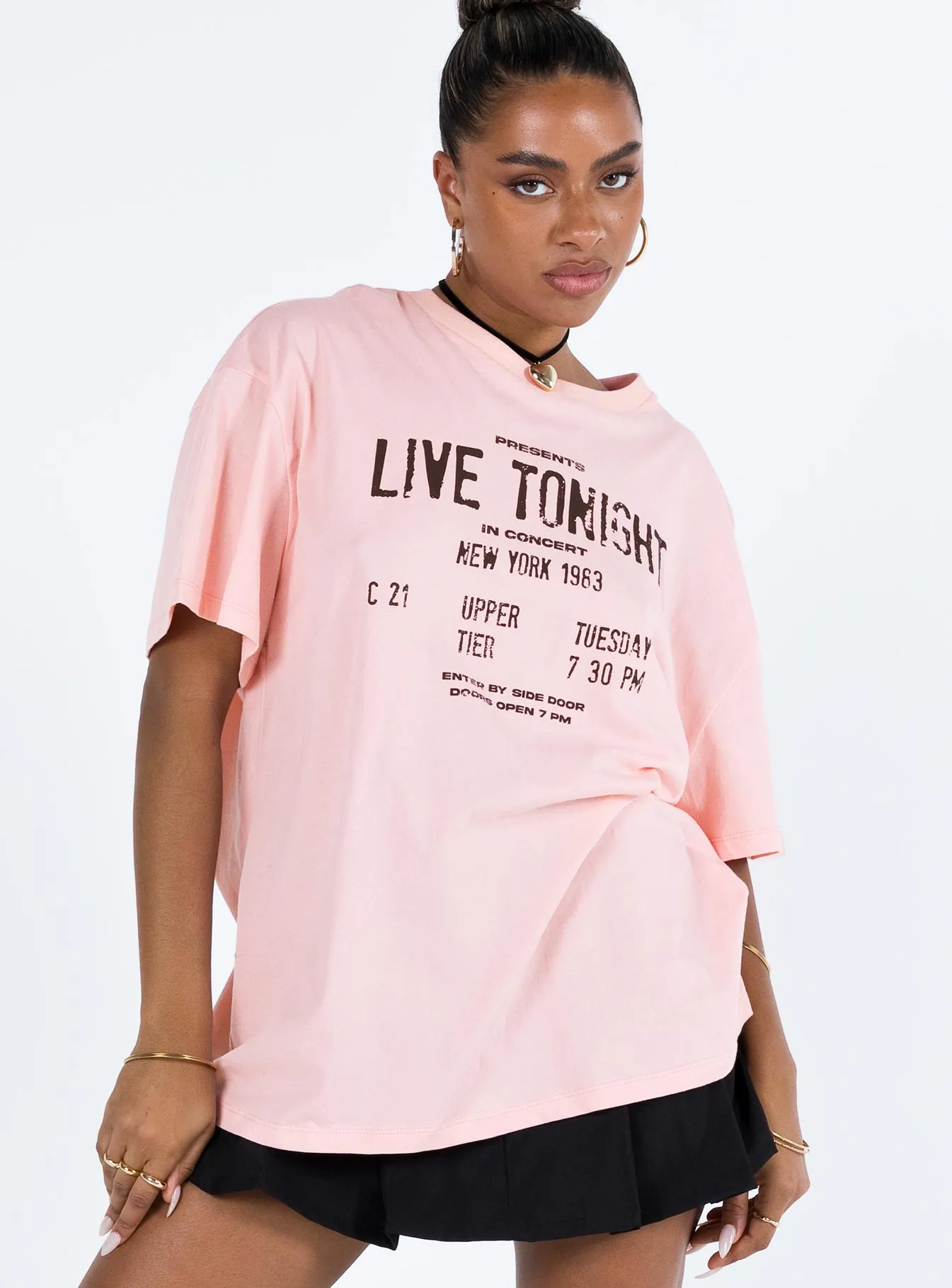 Live Tonight Oversized Tee Pink Easy to Style