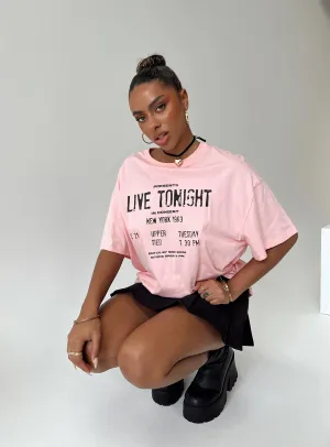 Live Tonight Oversized Tee Pink Classic Vibes Casual Look